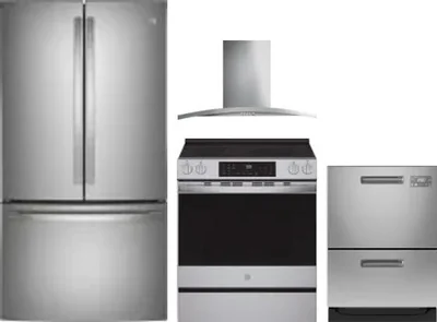 4 Piece Package Includes Refrigerator, Range, Hood And Dishwasher